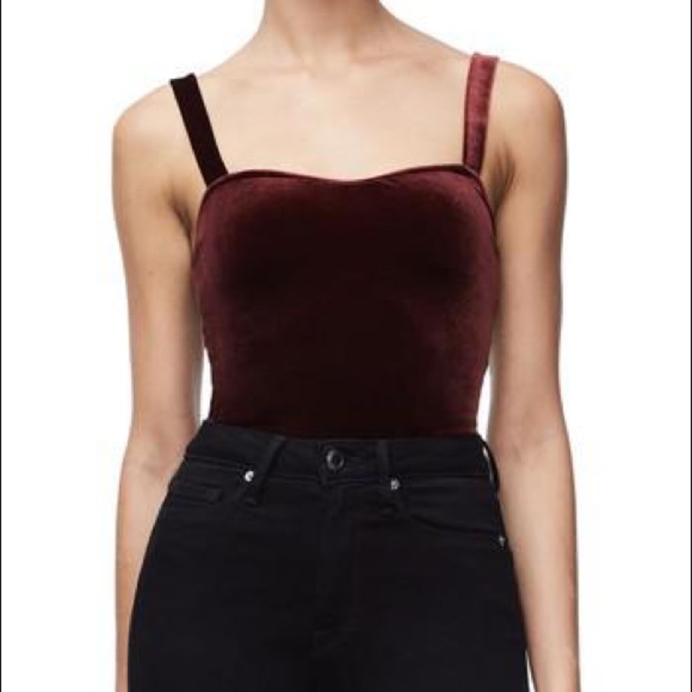 Good American Velvet Maroon Bodysuit